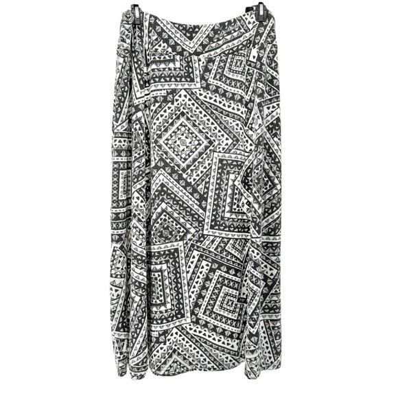 Jane Ashley Skirt Womens 1X Black White Geometric Print Poly Blend Elastic Waist - Picture 1 of 7